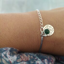 Bracelet demi jonc Jade & pampille ajourée